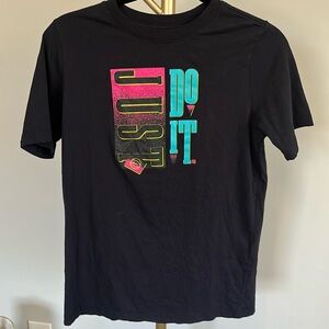 Nike T-Shirt teen XL/fits womens size small Black Basketball Just Do It Retro